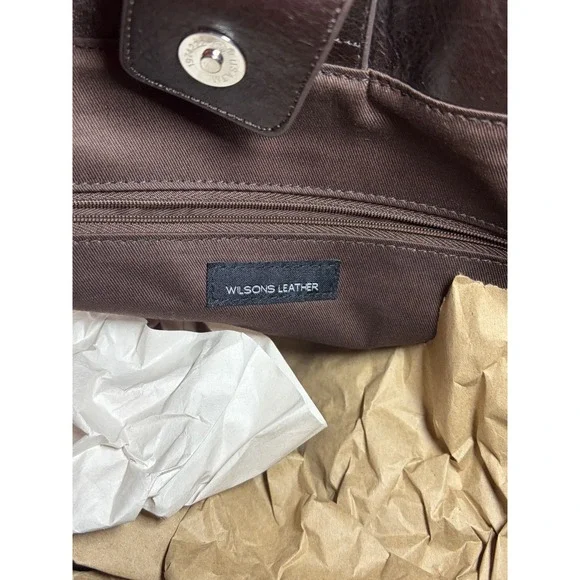 Wilsons Leather Leopard Print Haircalf Tote Bag Brown Leather Shoulder Bag - Picture 5 of 9